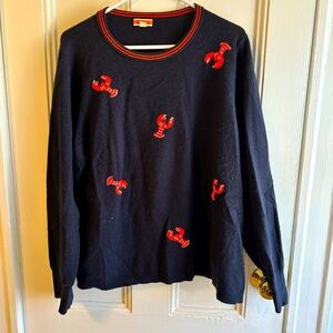 J Crew-Cashmere crewneck sweater in flying lobsters print
